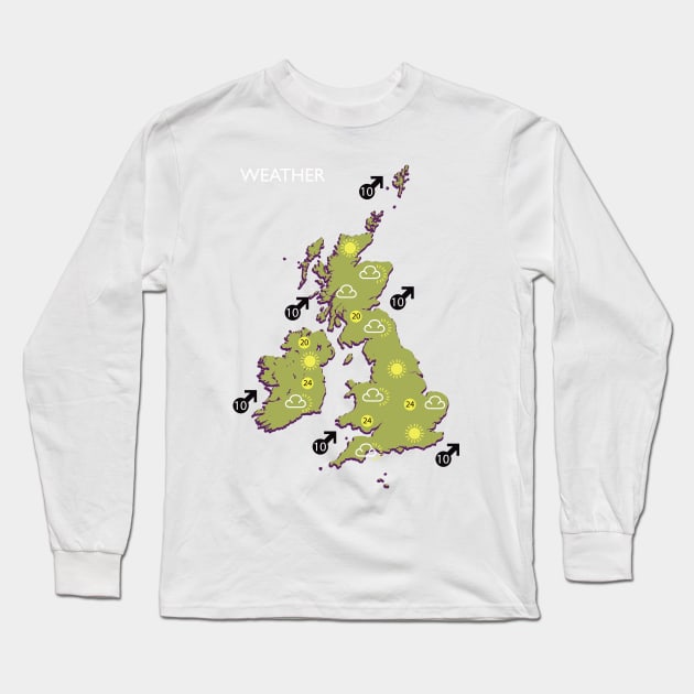 UK Weather Map Long Sleeve T-Shirt by nickemporium1